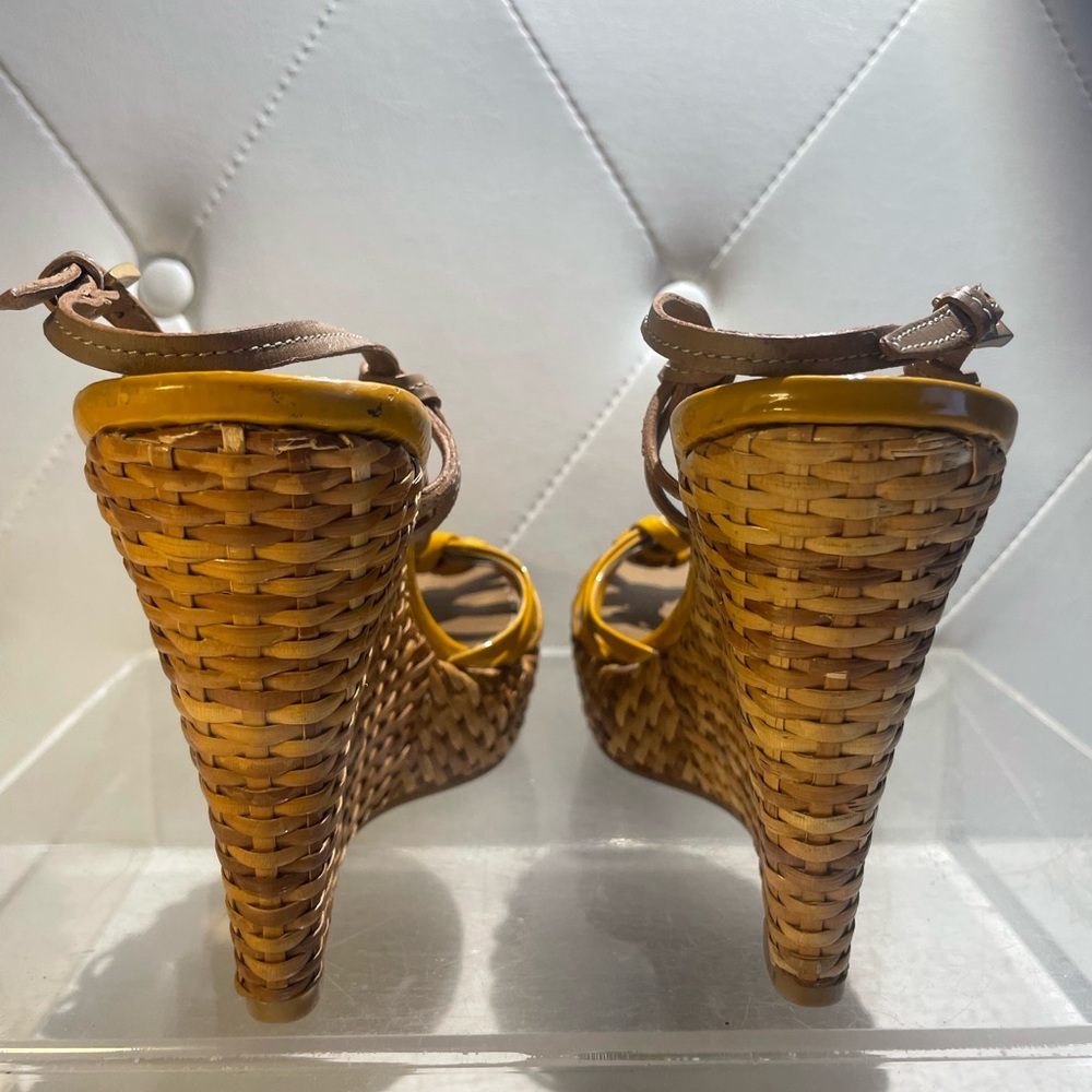 PRADA woven wedge strappy open toe sandals sz 39 made in Italy - Picture 5 of 15